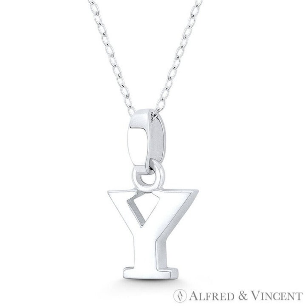 Initial Letter Y Charm 3d Pendant In 925 Sterling Silver 32$